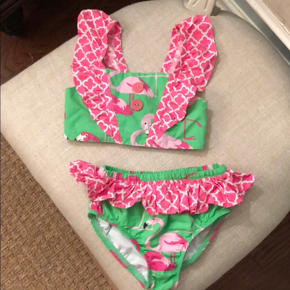 Kelly’s Kids Flamingo two piece bathing suit